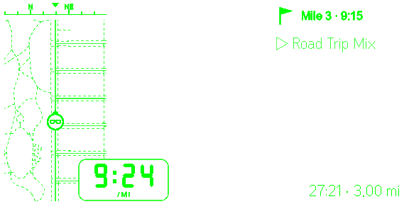 A run in Central Park with no route: the park paths on the map, 9:24 per mile, a mile 3 split, 27:21 elapsed, 3.00 miles.